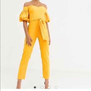 ASOS DESIGN OFF THE SHOULDER puff jumpsuit romper